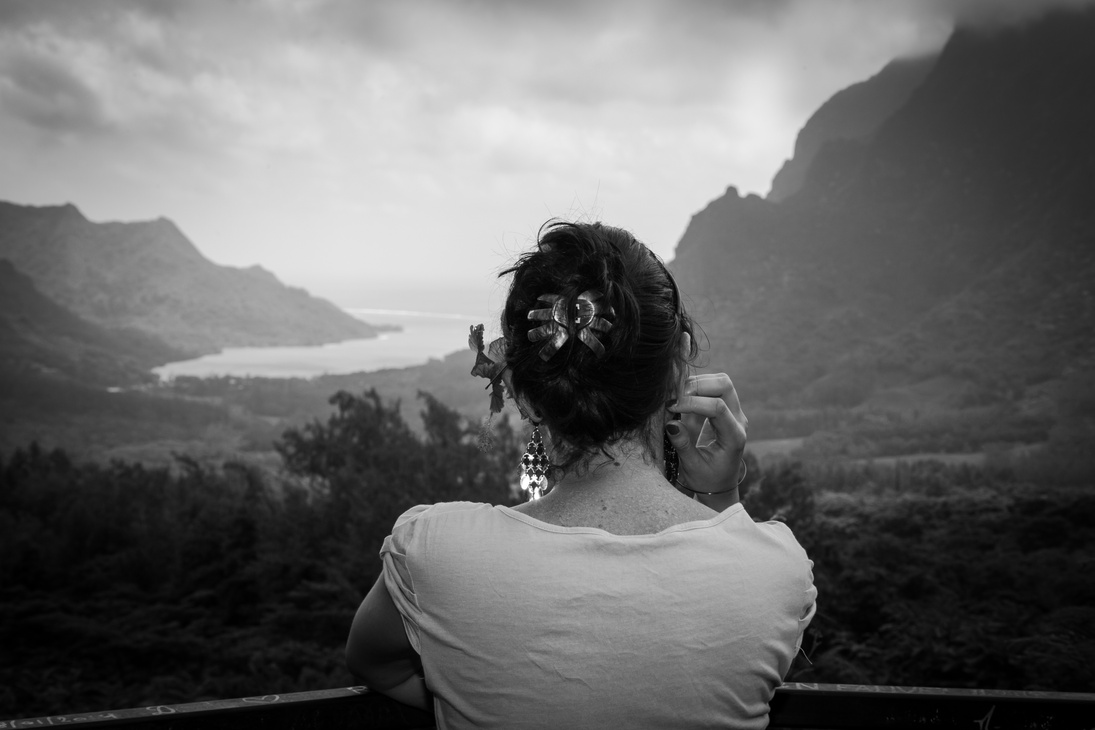 Woman meditatively staring into the distance